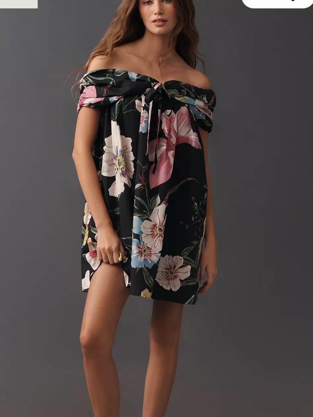 Anthropologie Maeve Cotton Off Shoulder Printed Mini Dress Small NWT Floral